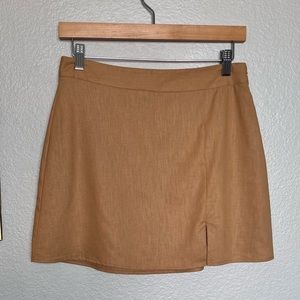 Beige/Tan mini skirt - Forever 21 linen mini skirt - linen mini skirt (lined)